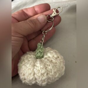 Crochet Pumpkin Beige Creme purse bag backpack charm keychain Halloween Fall